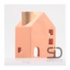 Kandelaar Huisje 11x8x16cm beigerood | Season Inspired Decoration