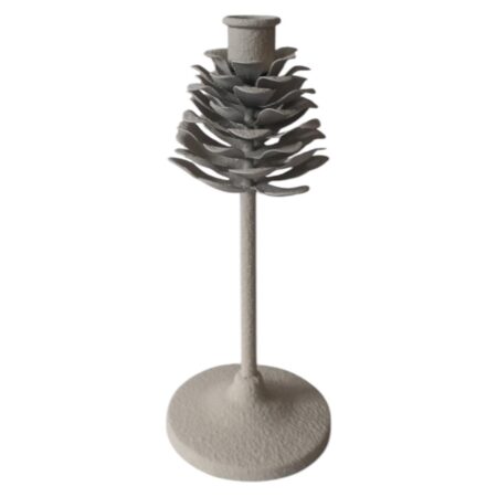 Kandelaar Pinecone op voet wit H22