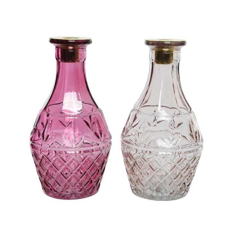 Kandelaar glas Ø10-H18.5cm roze of lila | Decoris