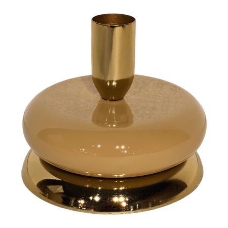 Kandelaar goud/beige emaille 10x10x8