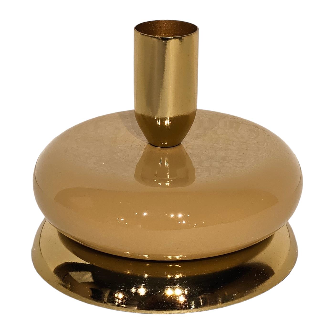 Kandelaar goud/beige emaille 10x10x8