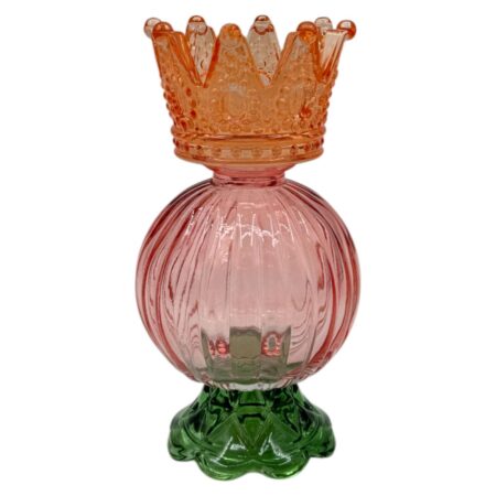 Kandelaar met kroon oranje 8x15