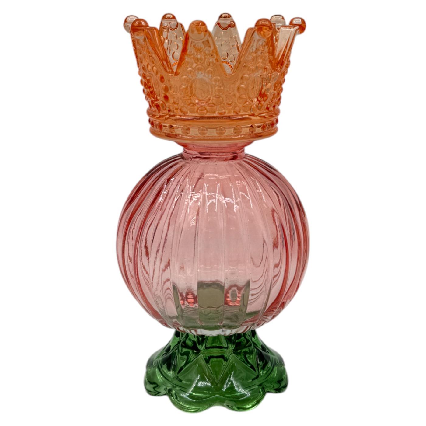Kandelaar met kroon oranje 8x15