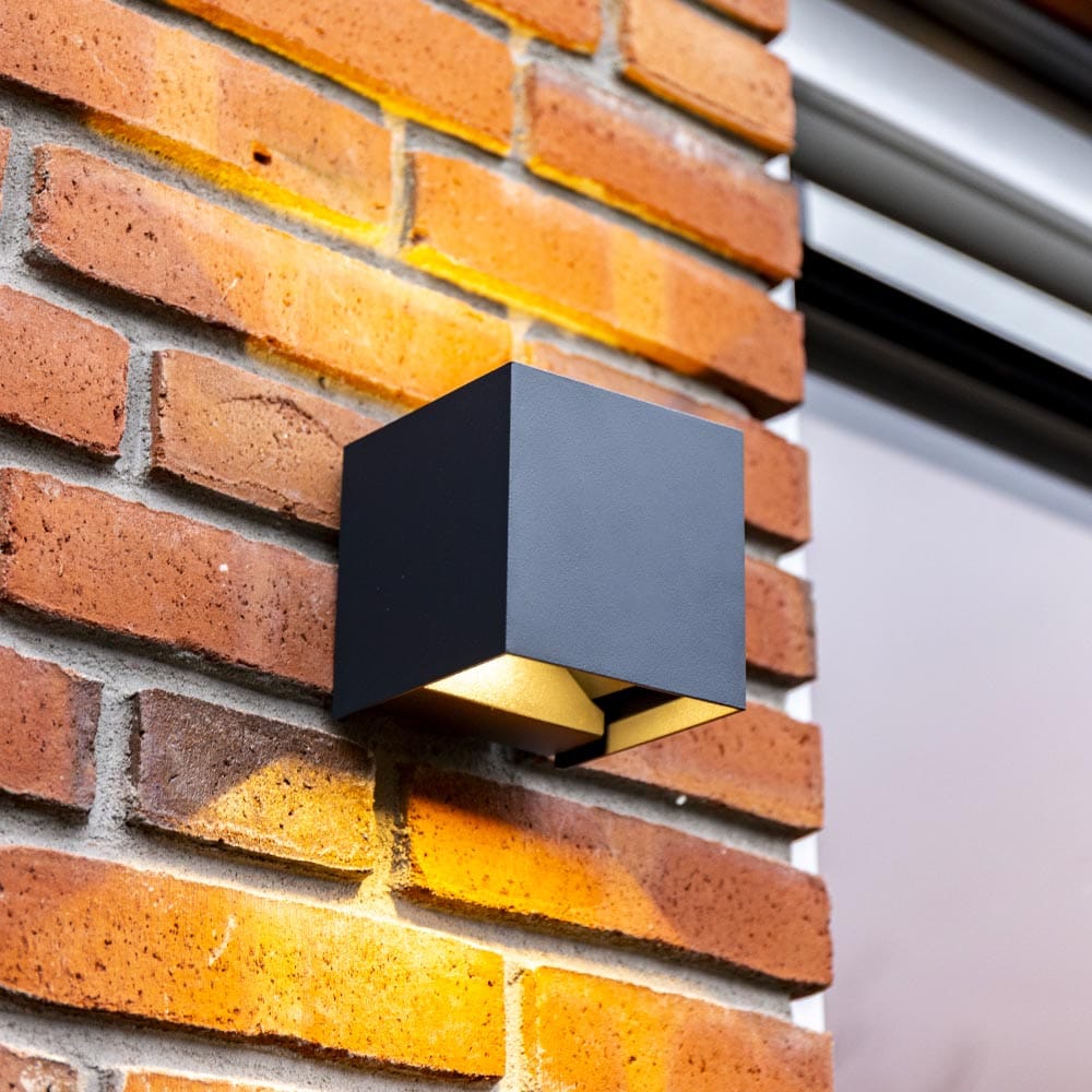 Kansas Dimbare LED Wandlamp - Antraciet - 7 Watt 720lm - 3000K warm wit - IP65 Waterdicht - Up & Downlight - Voor Binnen en Buiten - 30.000 Branduren | HOFTRONIC