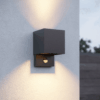 Kansas LED wandlamp PIR Sensor - IP65 - 3000K warm wit - 7 watt - Up & down light - Kubus - Voor buiten en binnen - Zwart | HOFTRONIC