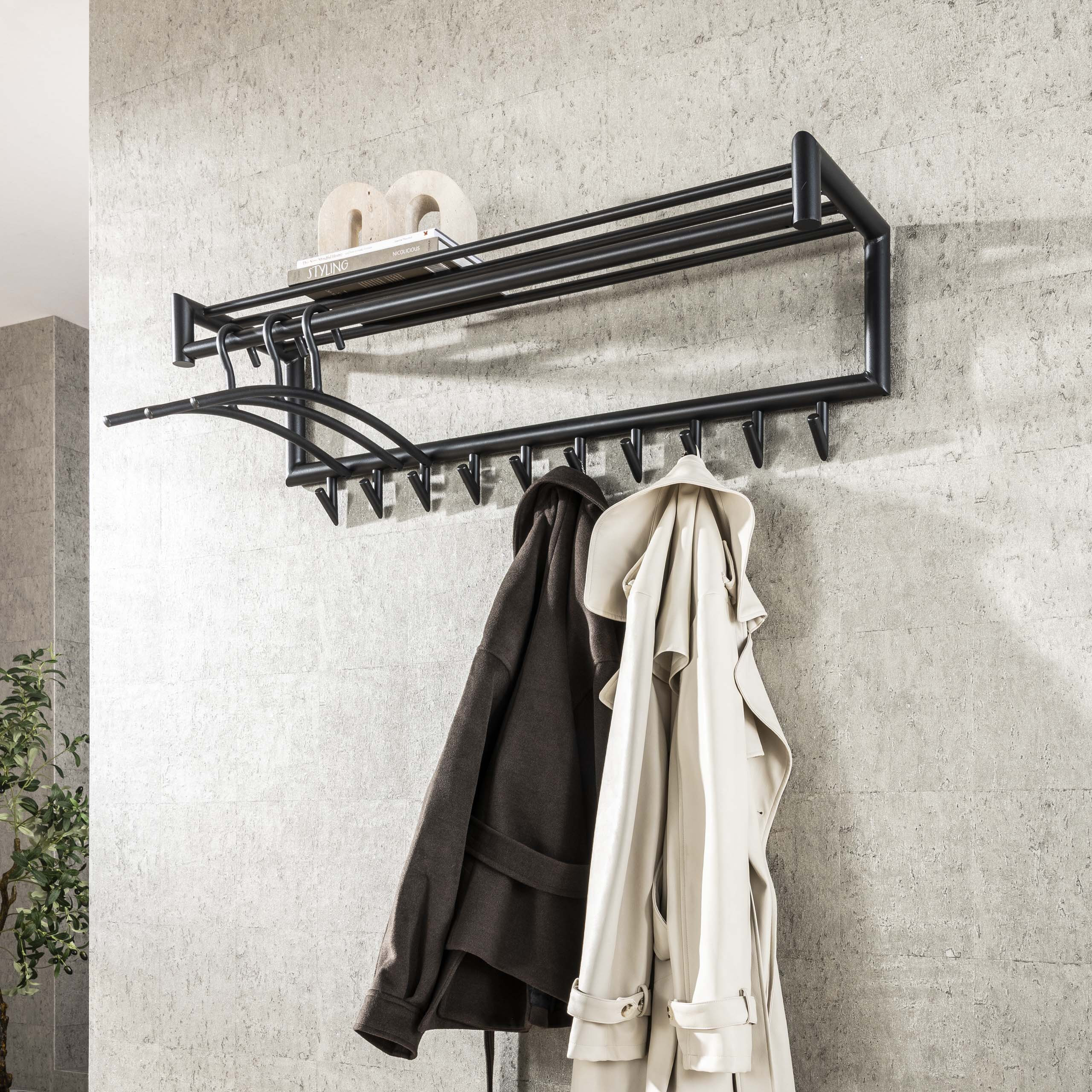 Kapstok Carson 10-haaks - Mat Donkergrijs | LifestyleFurn