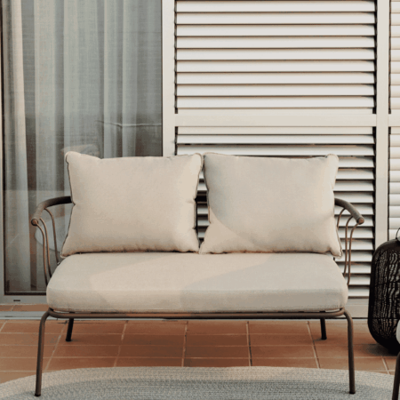 Kave Home 2-zits Loungebank Salguer Gevlochten touw en staal - Beige | Kave Home