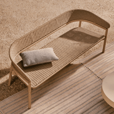 Kave Home 3-zits Tuinbank Arinella Acaciahout en geweven touw - Beige | Kave Home