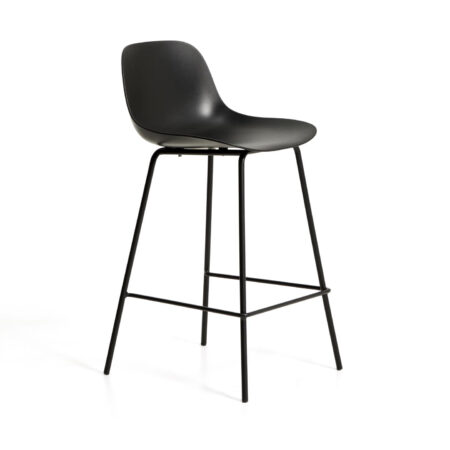 Kave Home Barkruk Altea Gerecycled kunststof - Zwart (zithoogte 65cm) | Kave Home