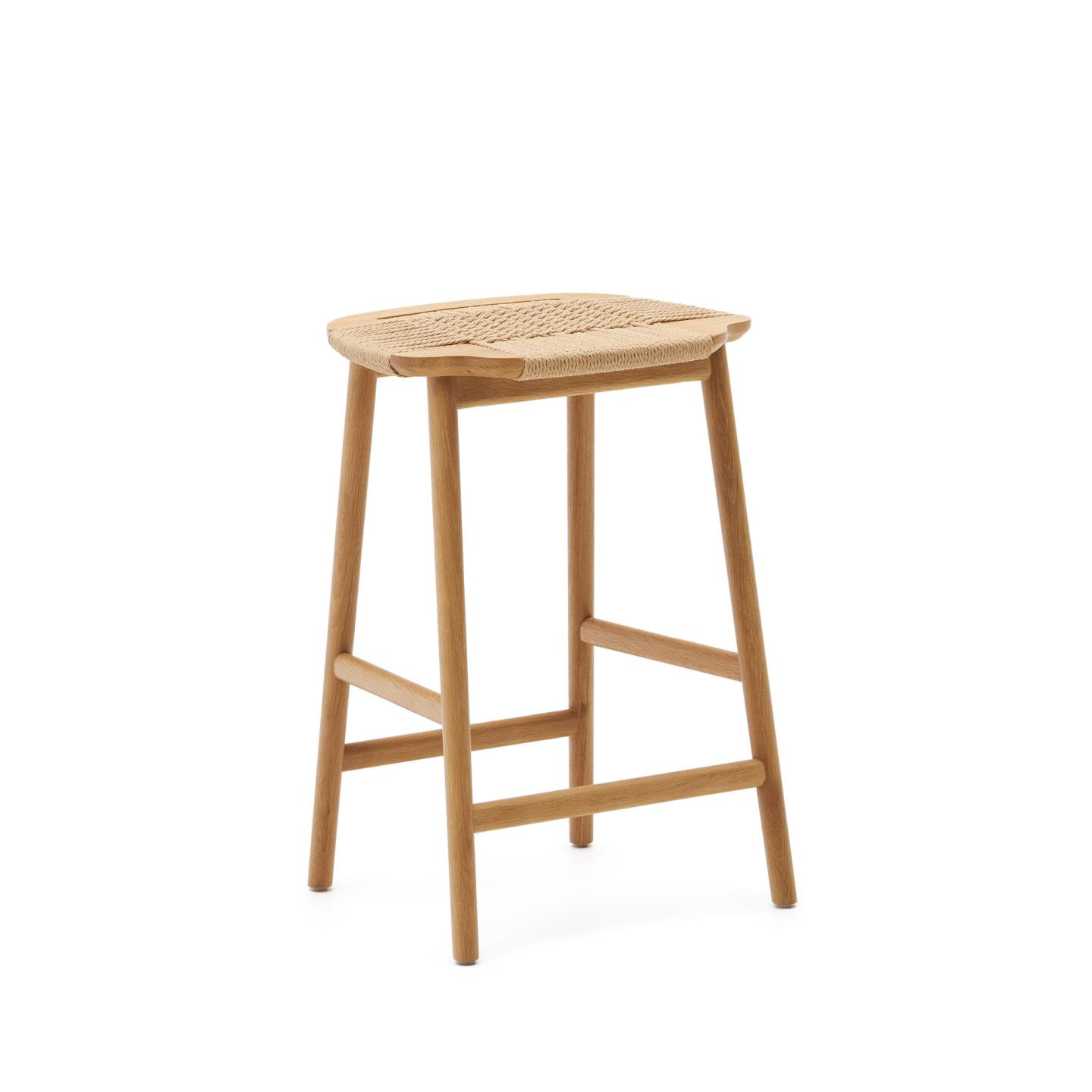 Kave Home Barkruk Enit Eikenhout - Naturel (zithoogte 65cm) | Kave Home