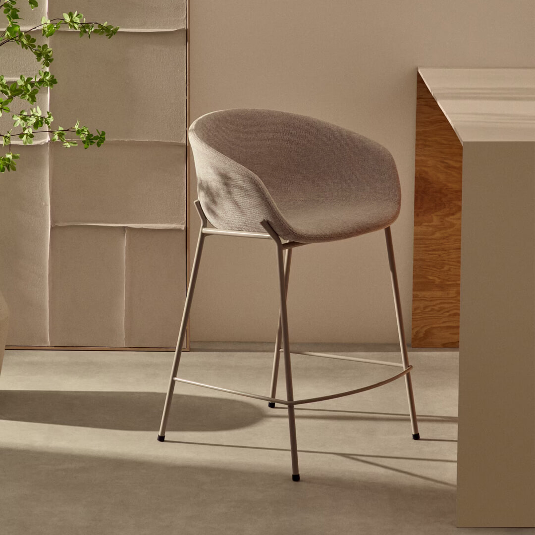Kave Home Barkruk Yvette - Beige (zithoogte 75cm) | Kave Home