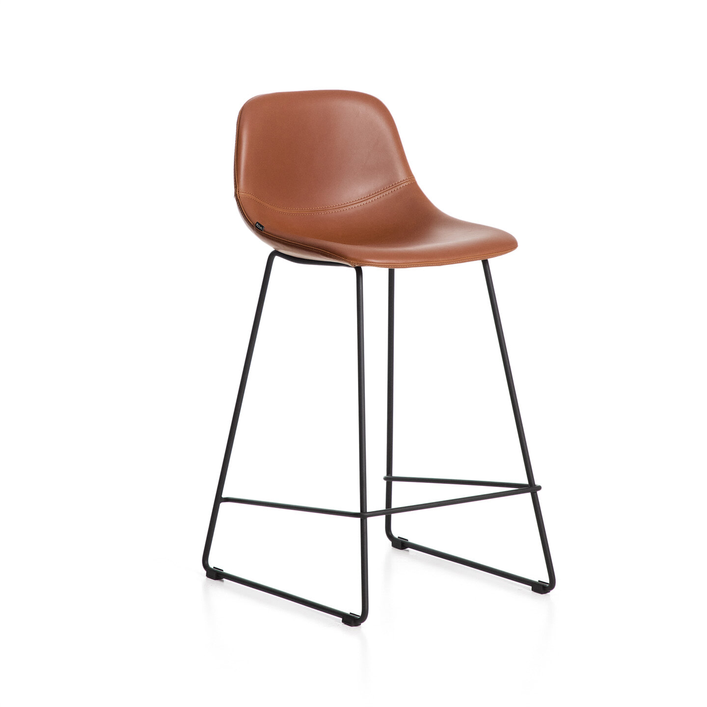 Kave Home Barkruk Zahara Lederlook - Bruin (zithoogte 66cm) | Kave Home