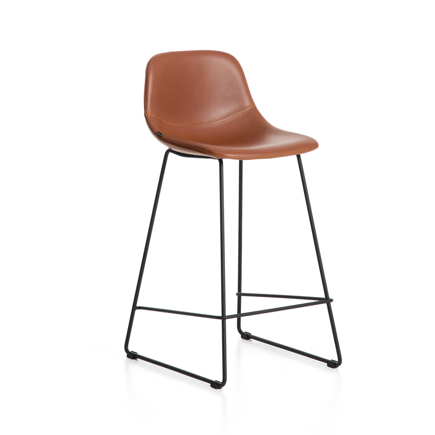 Kave Home Barkruk Zahara Lederlook - Bruin (zithoogte 76cm) | Kave Home