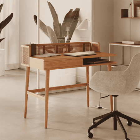 Kave Home Bureau Araxi Hout en rotan