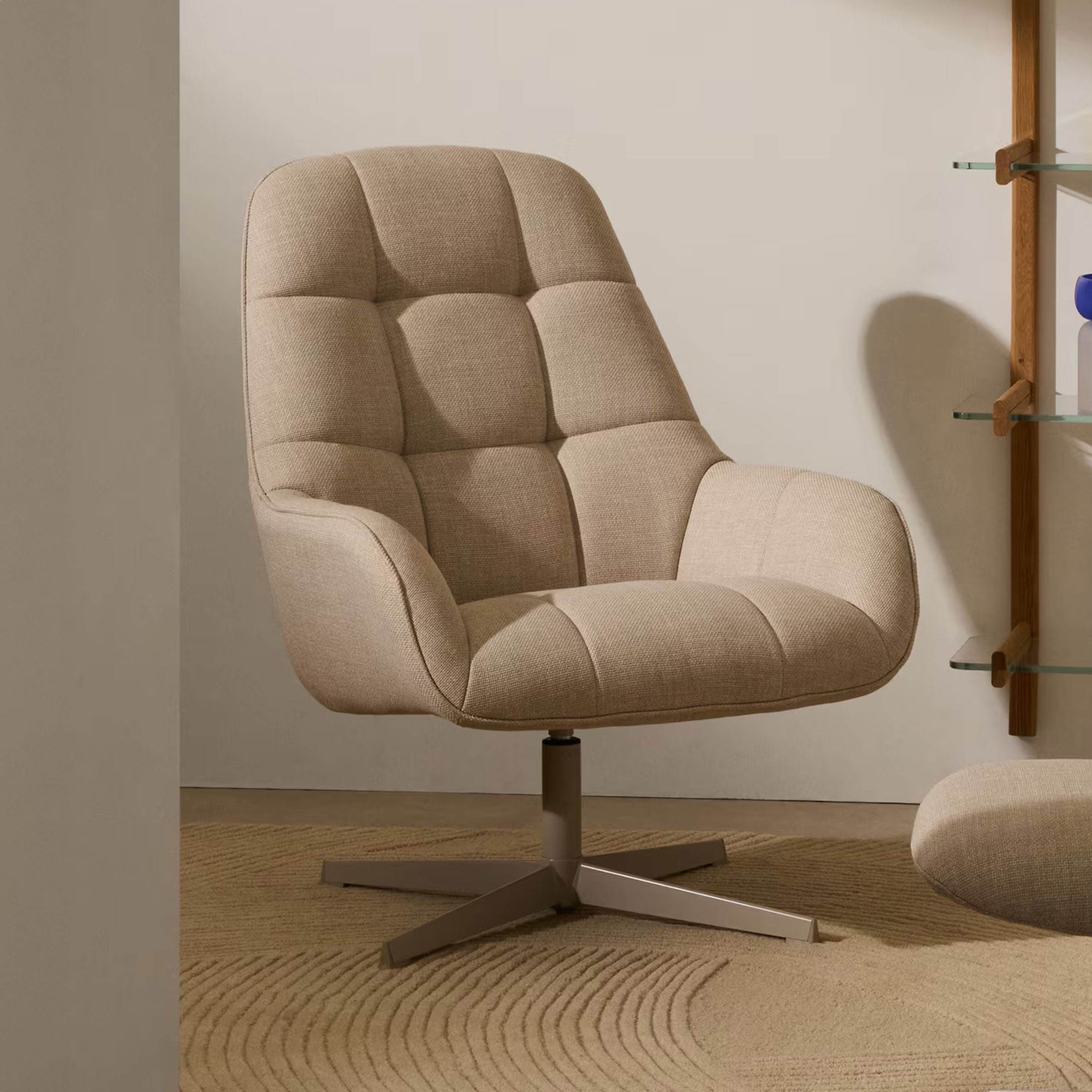 Kave Home Draaifauteuil Jaspe Structuurstof - Beige | Kave Home
