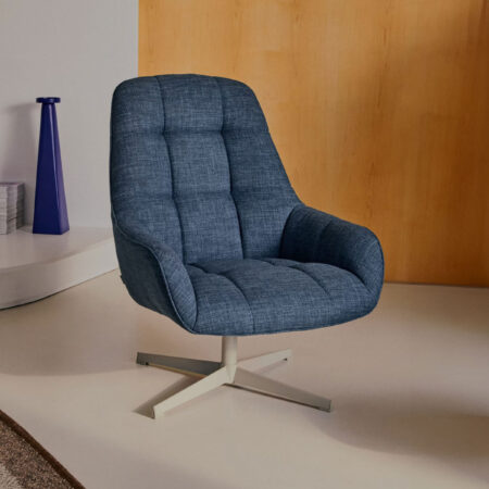 Kave Home Draaifauteuil Jaspe Structuurstof - Blauw | Kave Home