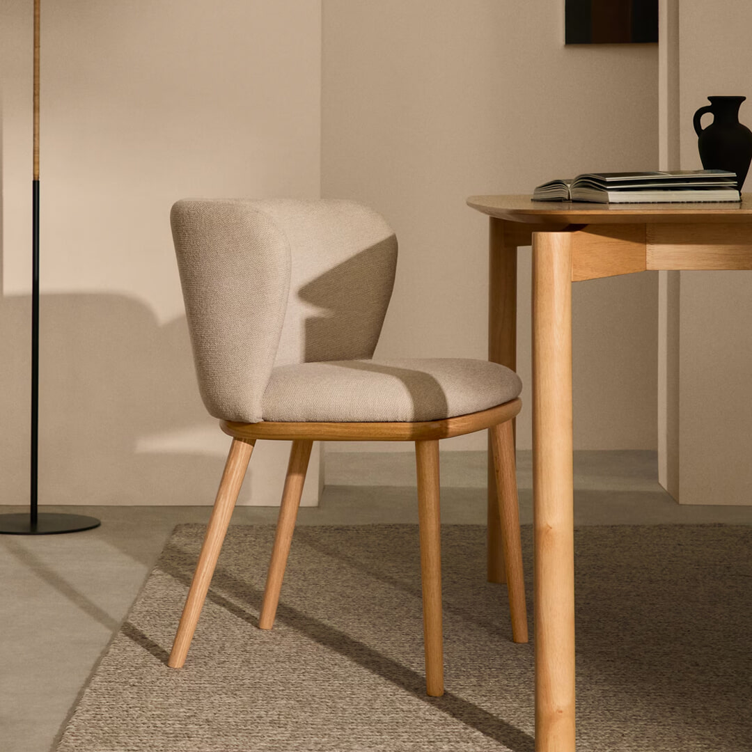 Kave Home Eetkamerstoel Ciselia Chenille - Beige | Kave Home