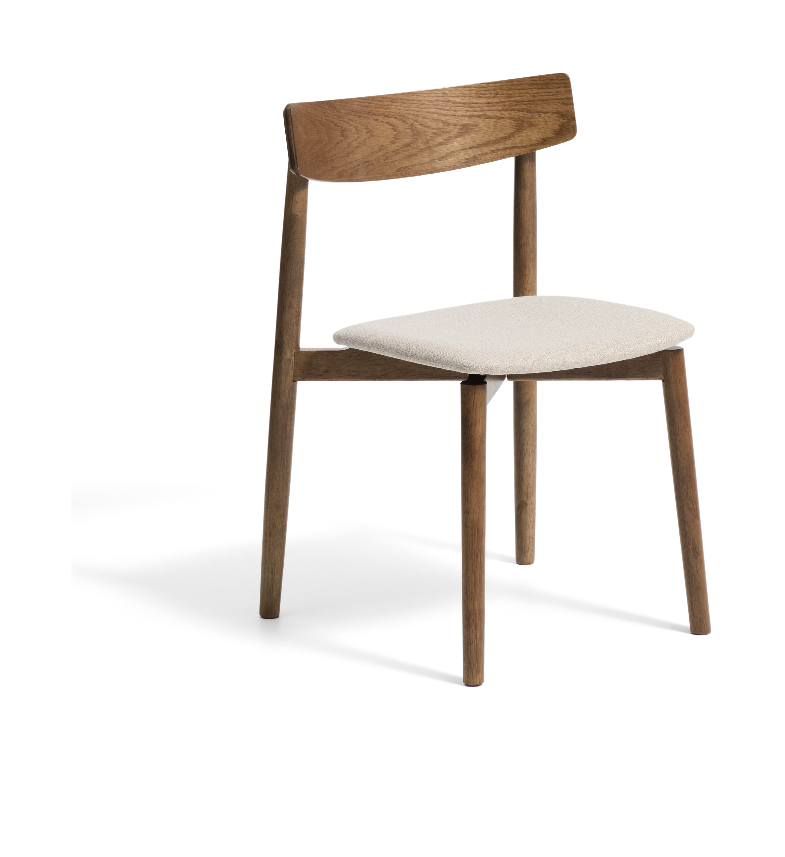 Kave Home Eetkamerstoel Evera Chenille en eiken - Beige/Bruin | Kave Home