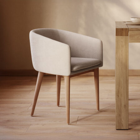 Kave Home Eetkamerstoel Harlan Chenille - Beige | Kave Home
