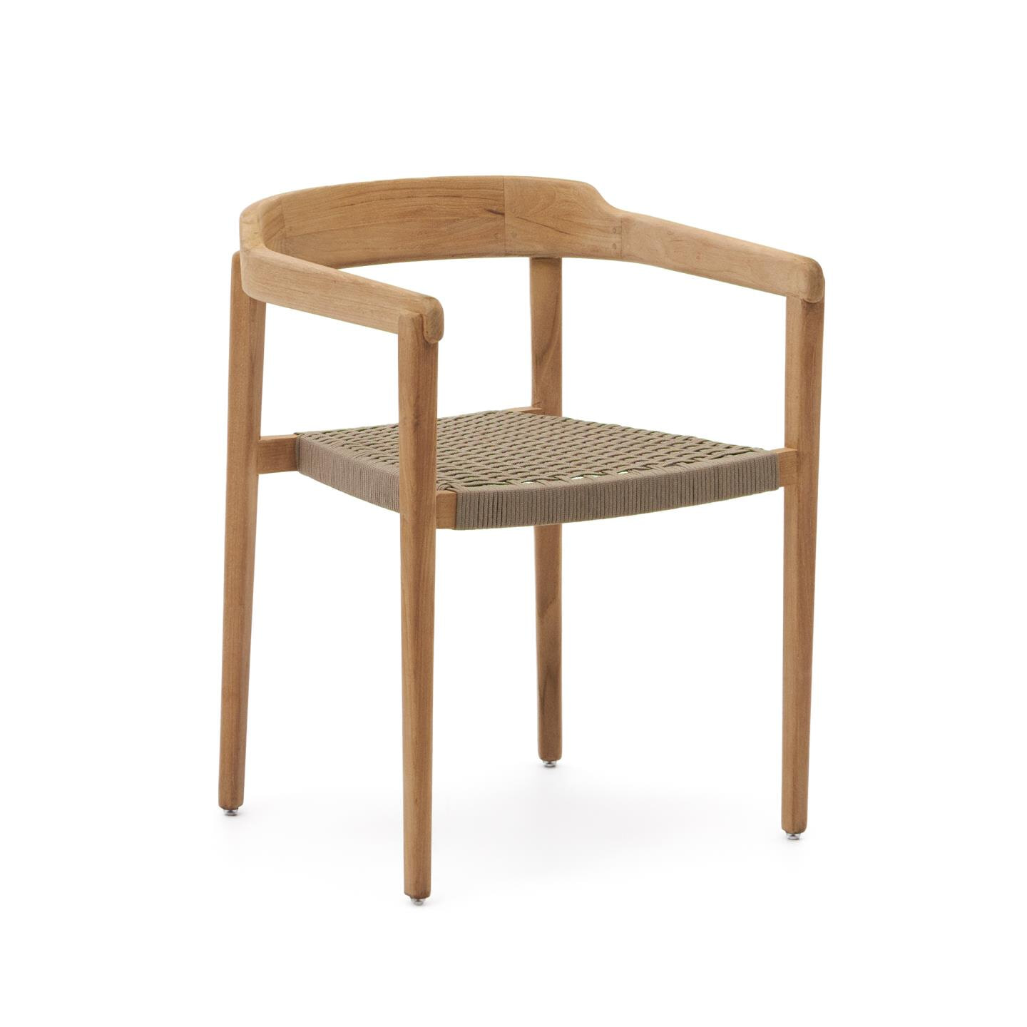 Kave Home Eetkamerstoel Icaro Teakhout en touw - Beige - Japandi | Kave Home