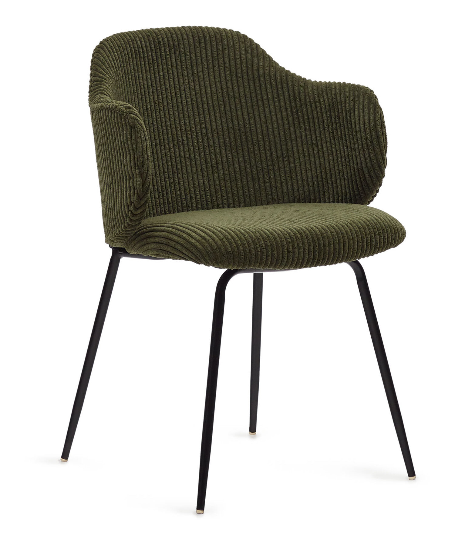 Kave Home Eetkamerstoel Yunia Ribstof - Donkergroen | Kave Home