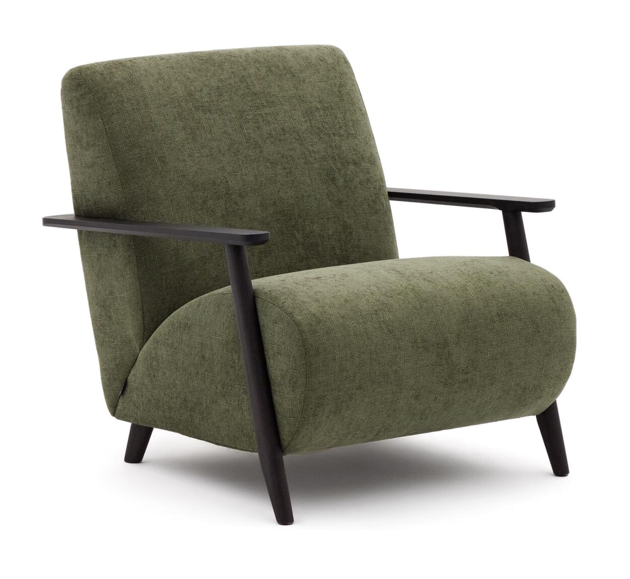 Kave Home Fauteuil Meghan Chenille - Groen/Wengé | Kave Home