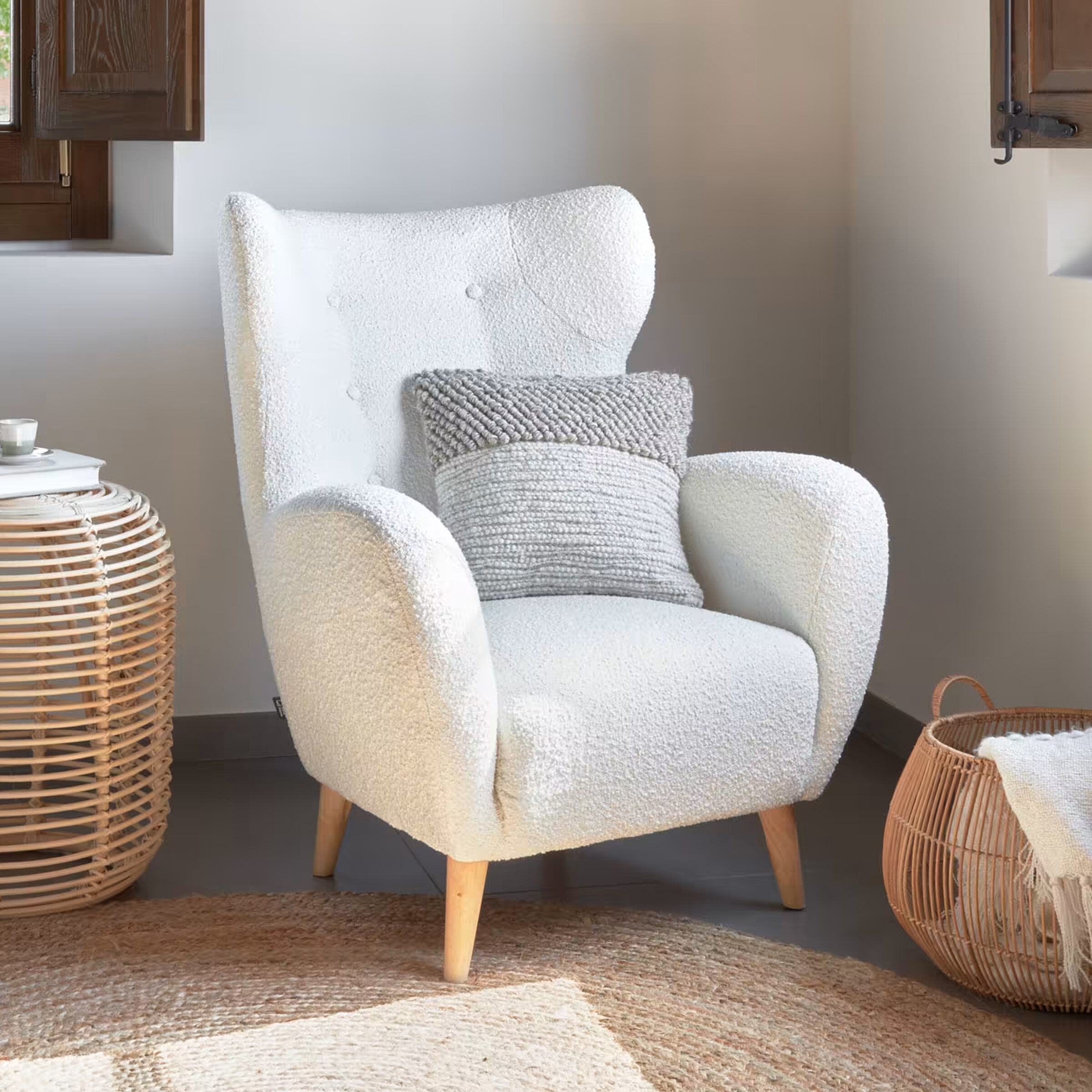 Kave Home Fauteuil Patio Bouclé - Wit | Kave Home