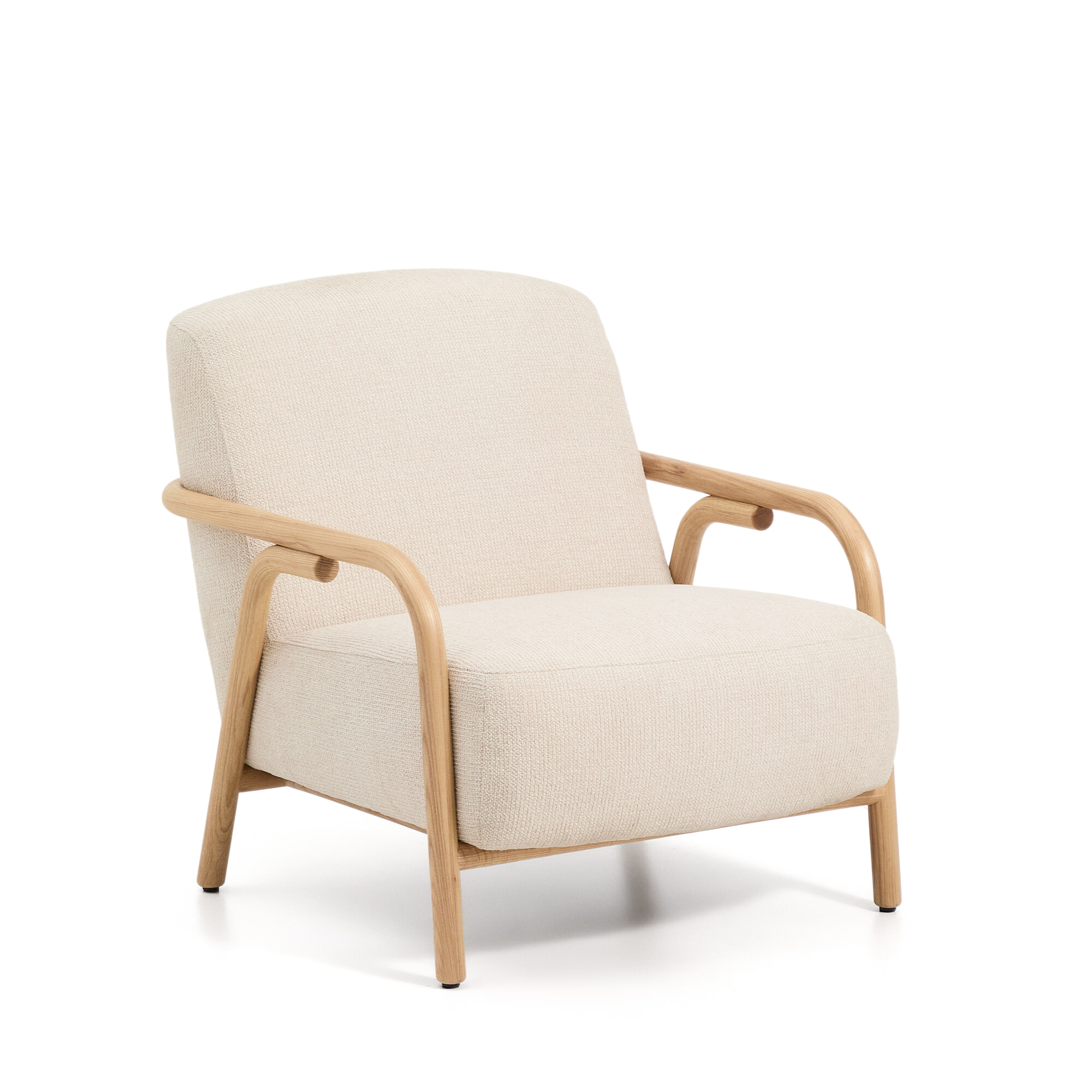 Kave Home Fauteuil Sylo Chenille en naturel essenhout - Beige | Kave Home