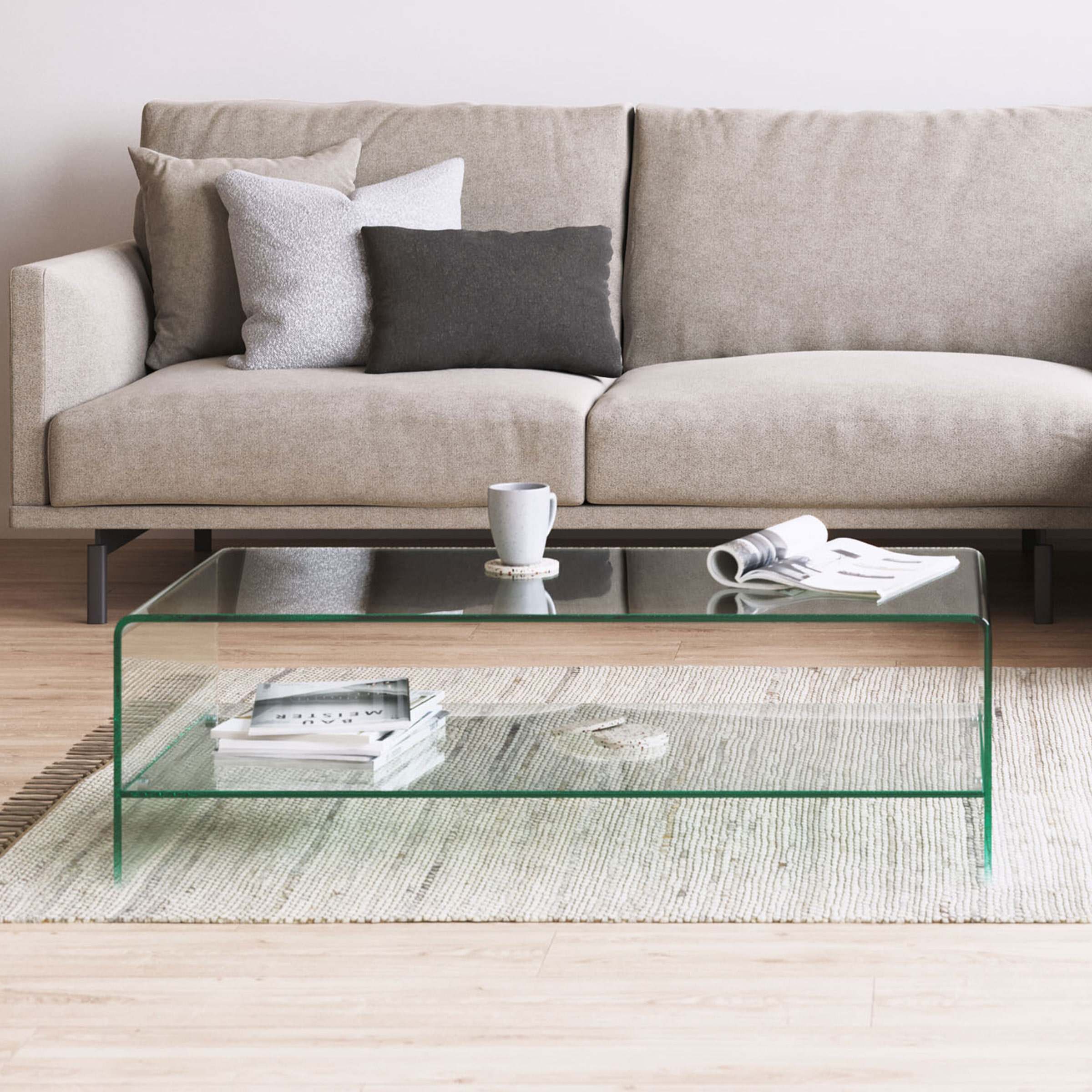 Kave Home Glazen Salontafel Burano met onderplank
