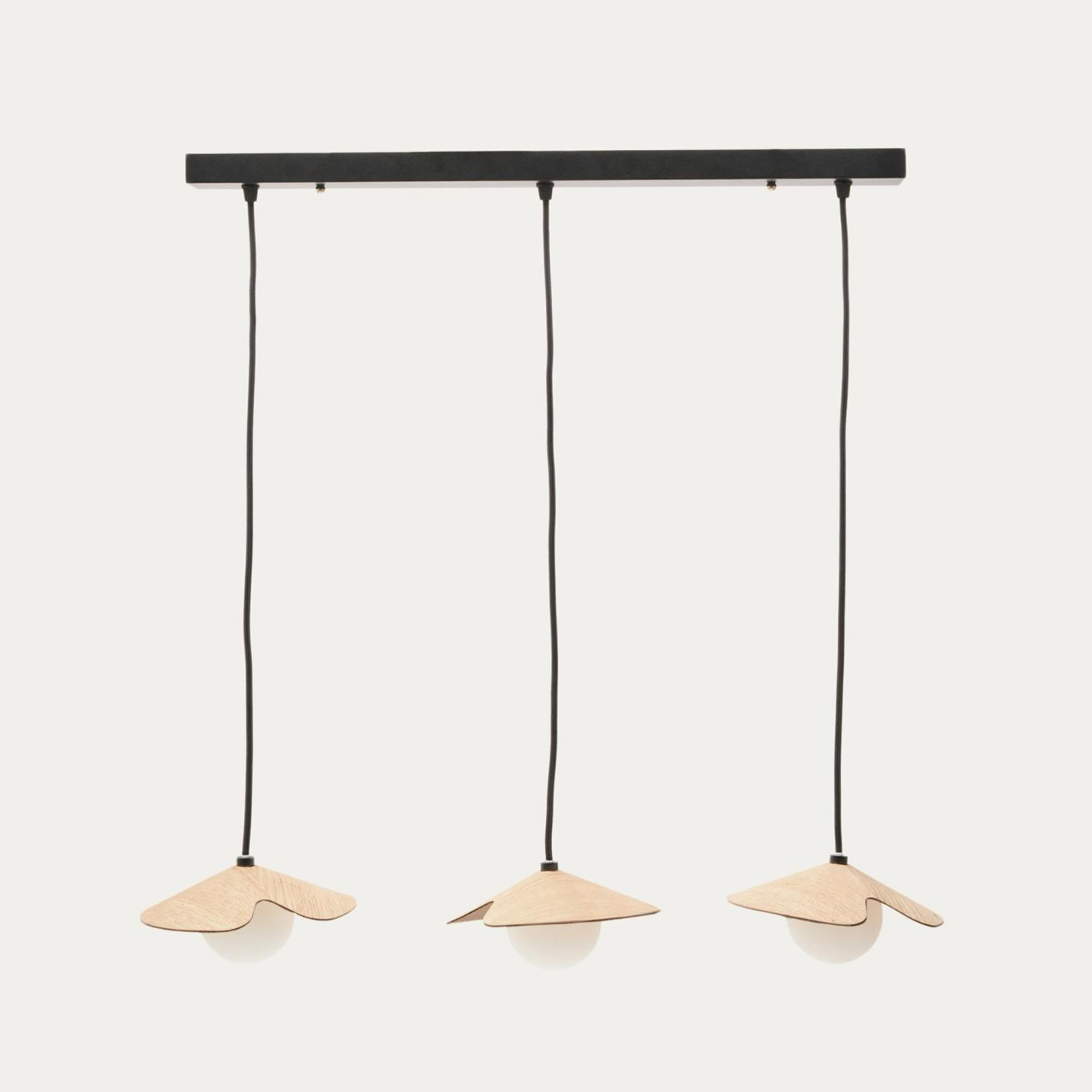 Kave Home Hanglamp Wilara Eiken en glas