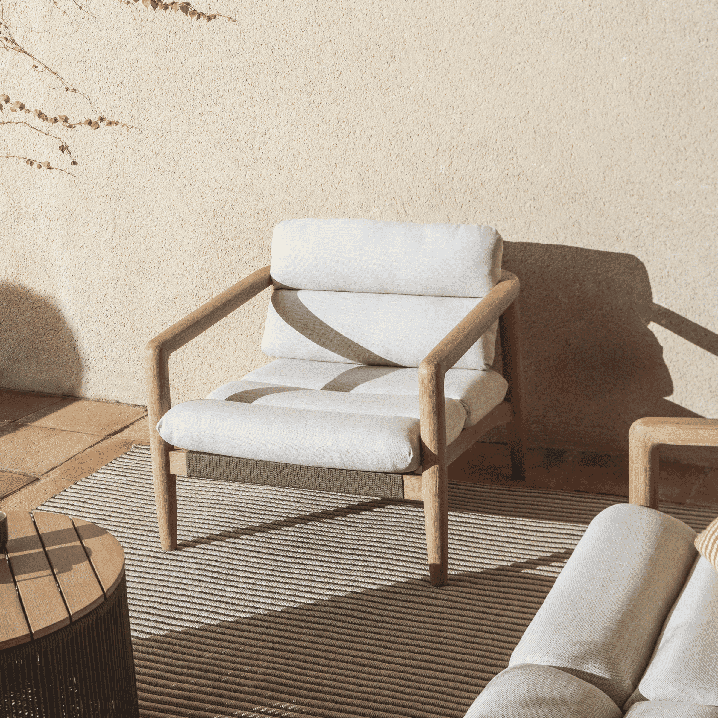 Kave Home Loungestoel Menfi Acaciahout en touw - Donkergroen | Kave Home