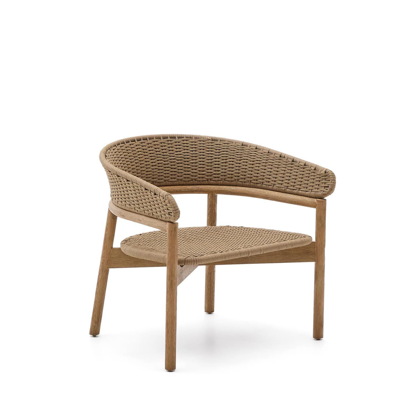 Kave Home Outdoor Fauteuil Arinella Acaciahout en geweven touw - Beige | Kave Home