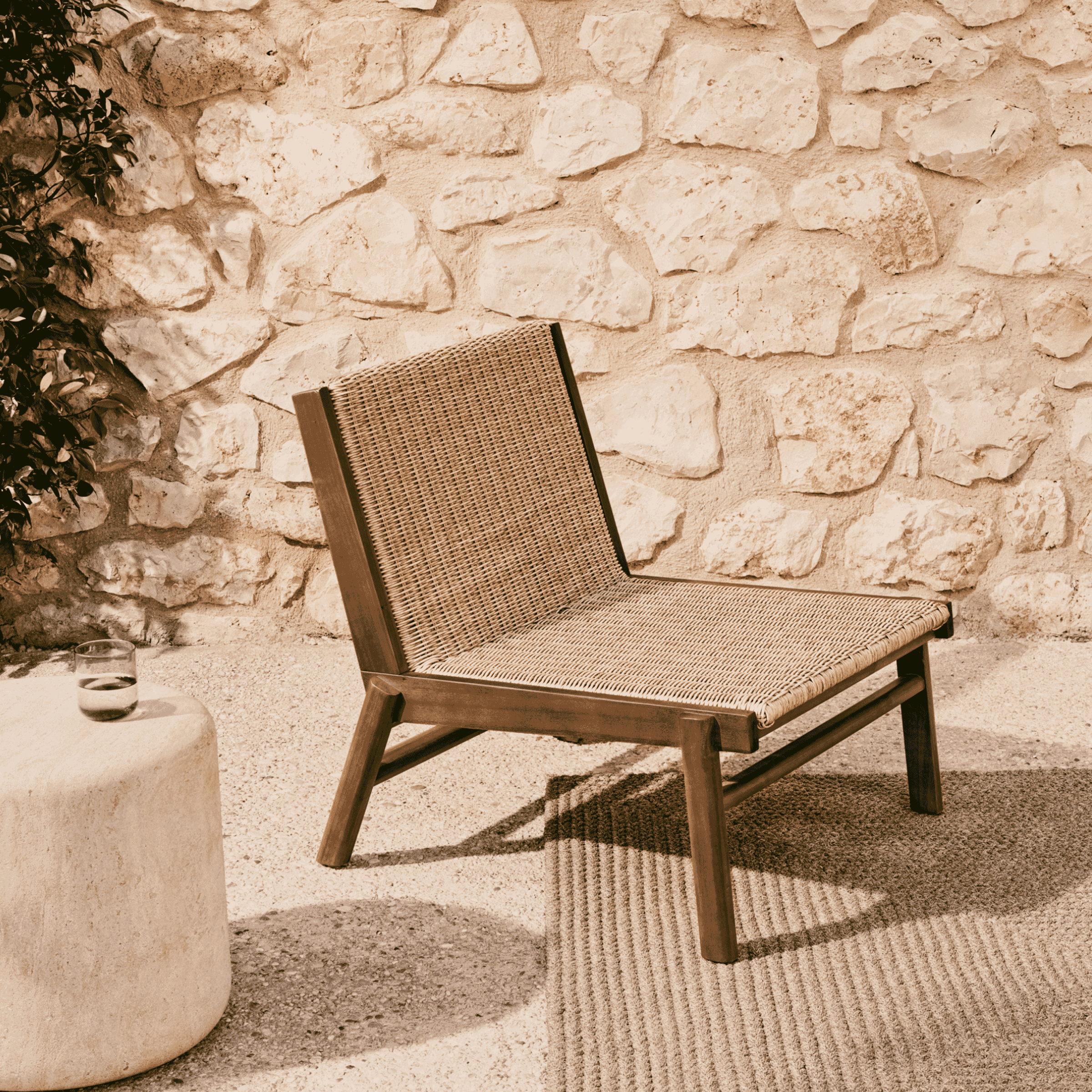 Kave Home Outdoor Fauteuil Itani Acaciahout en rattan - Beige | Kave Home