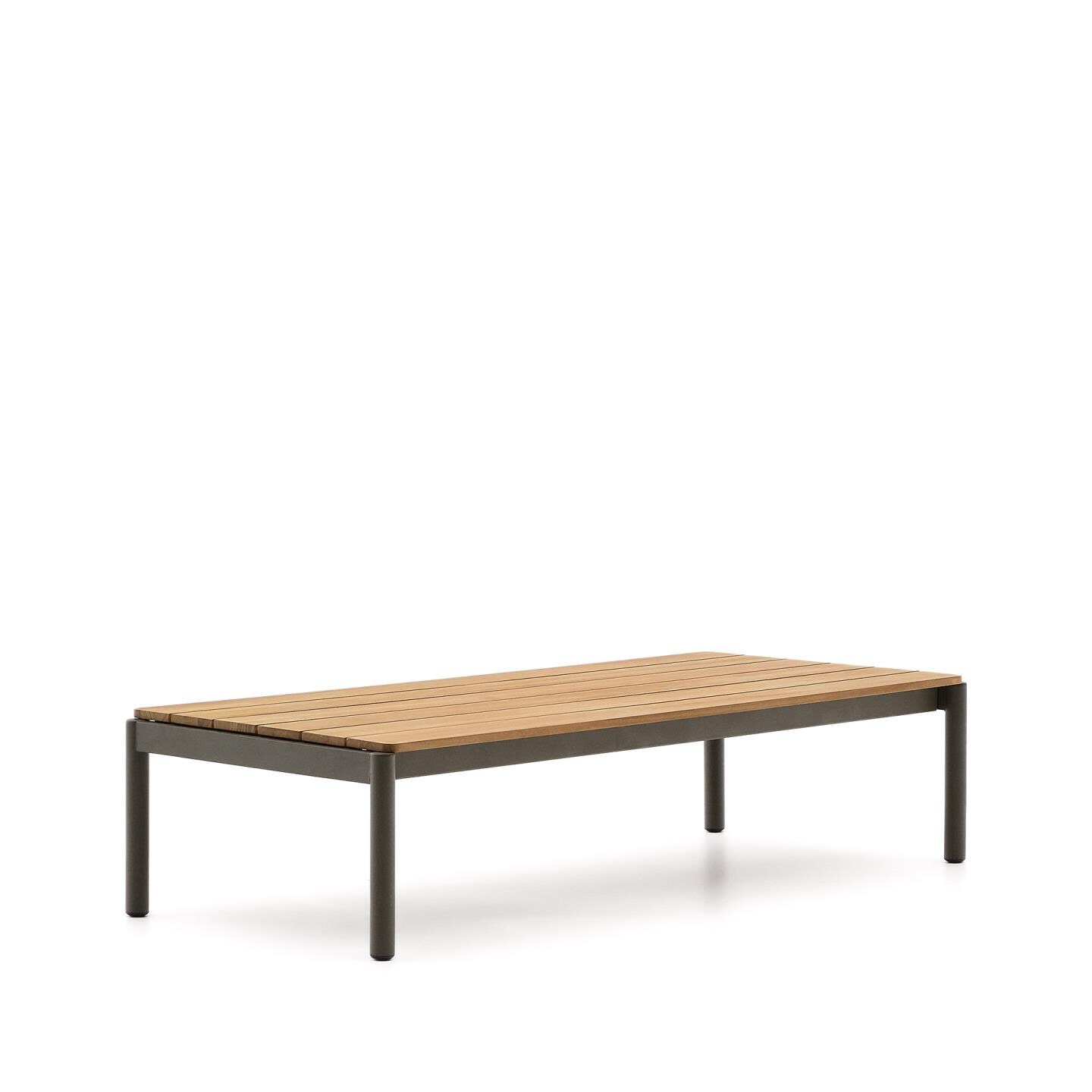 Kave Home Outdoor Salontafel Sorells Teakhout en groen aluminium