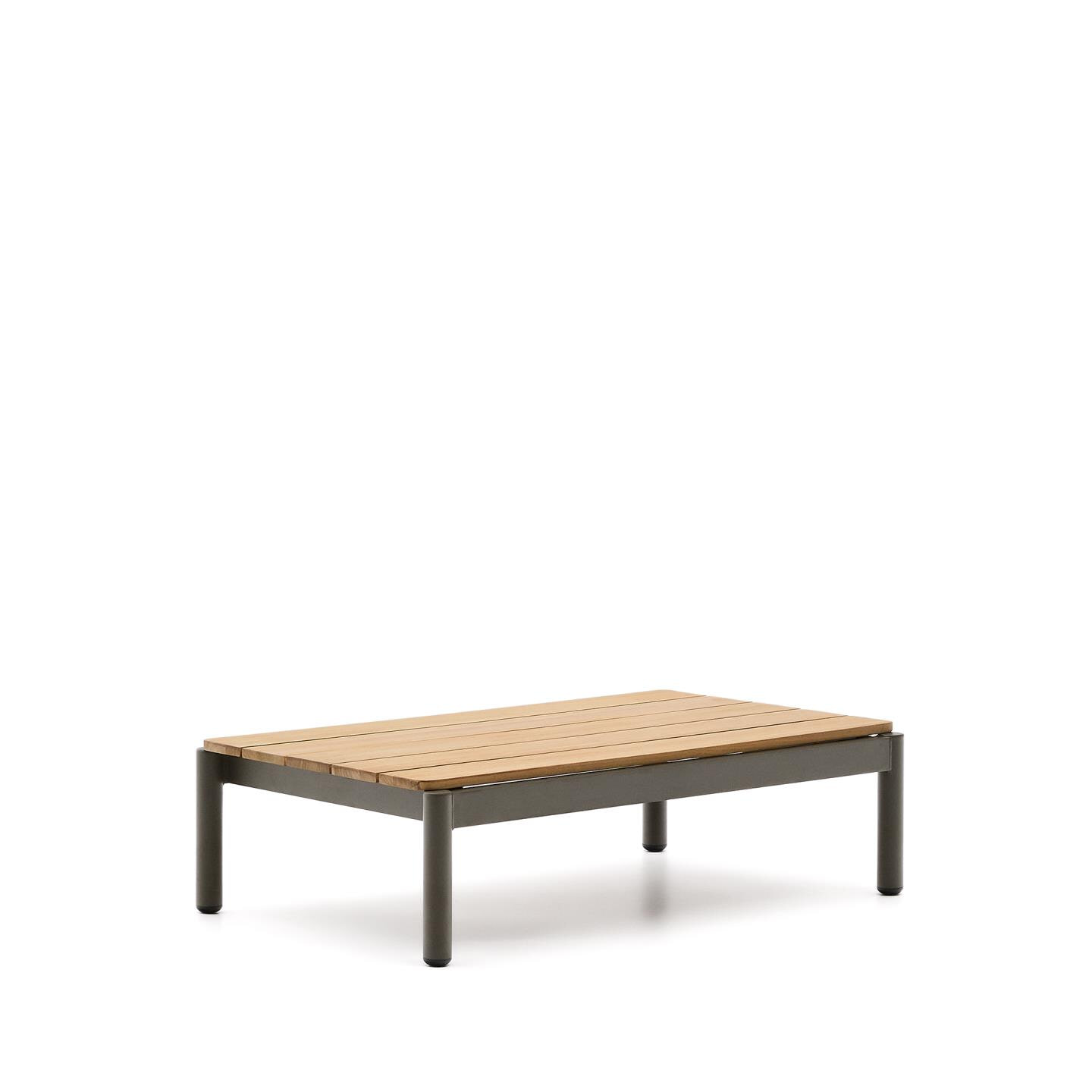 Kave Home Outdoor Salontafel Sorells Teakhout en groen aluminium