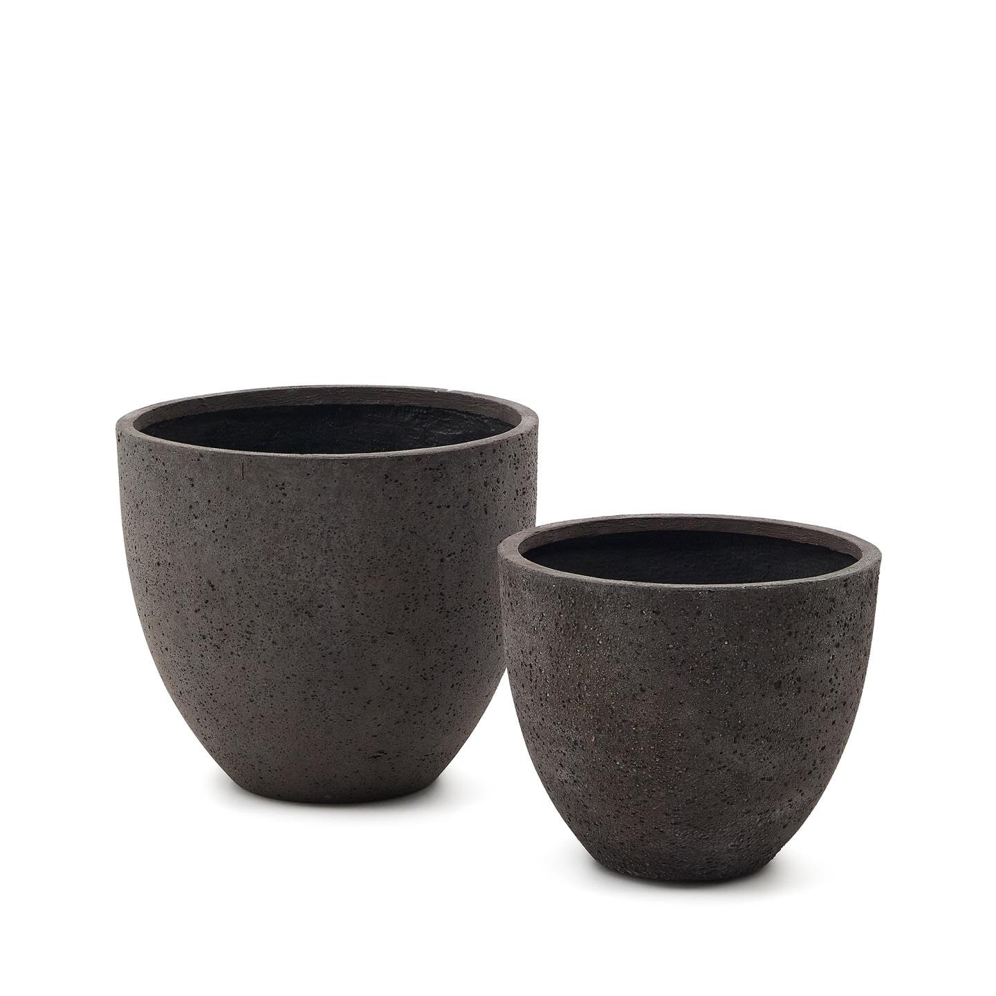 Kave Home Plantenpot Serili Set van 2 stuks - Donkergrijs | Kave Home
