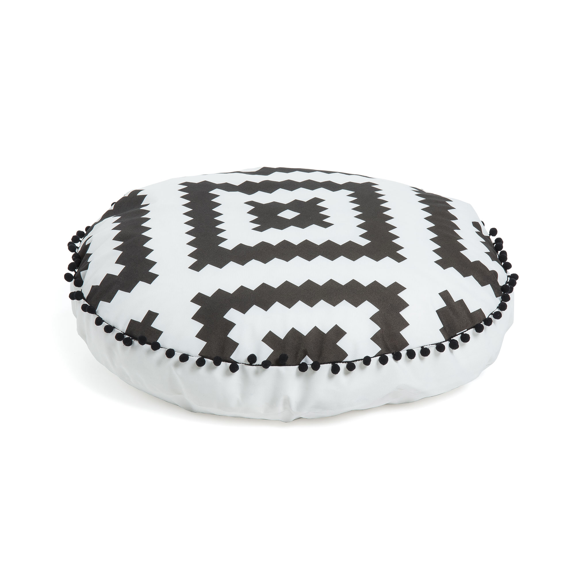 Kave Home Poef Ethnie 60cm - Wit/zwart | Kave Home