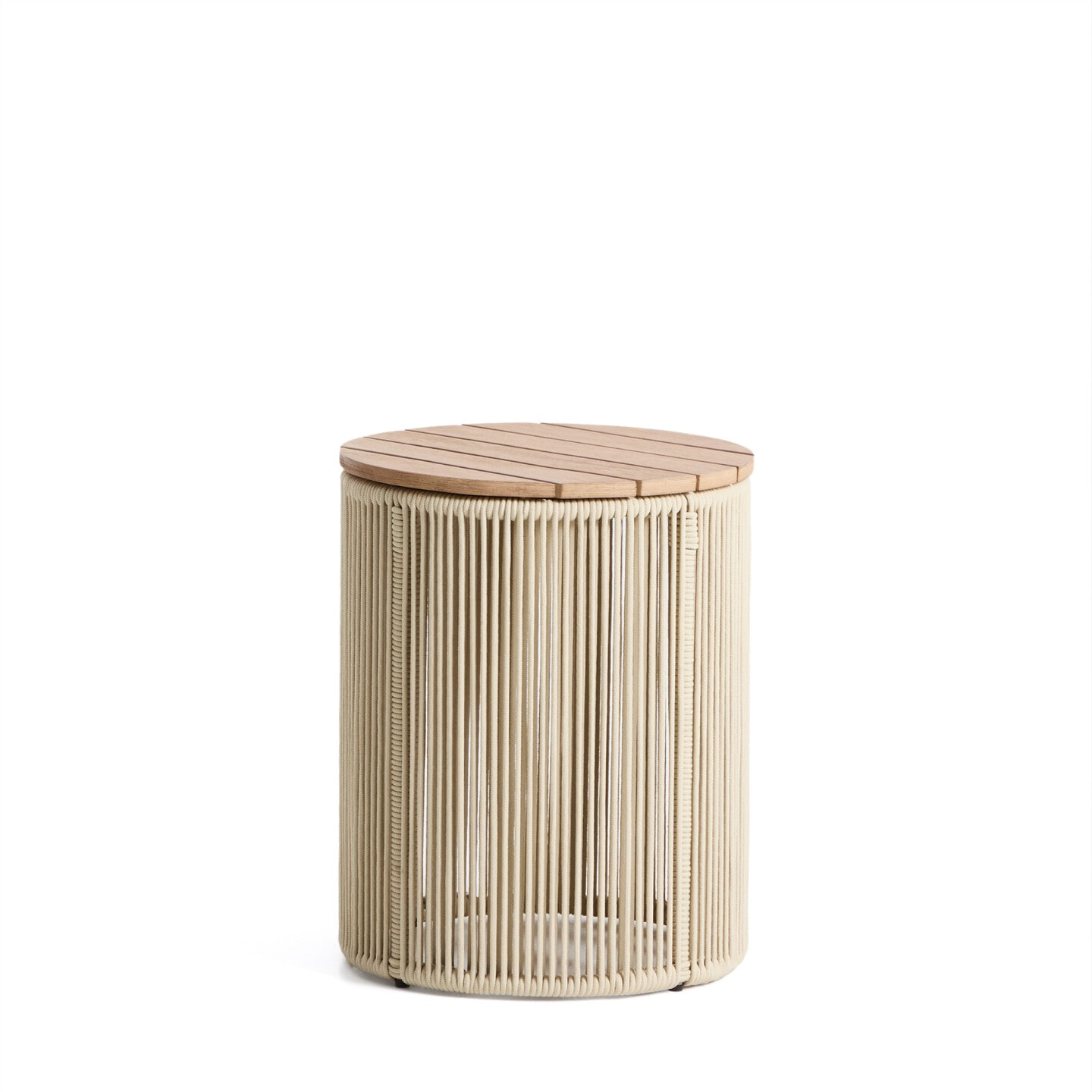 Kave Home Ronde Bijzettafel Dandara Acaciahout en touw