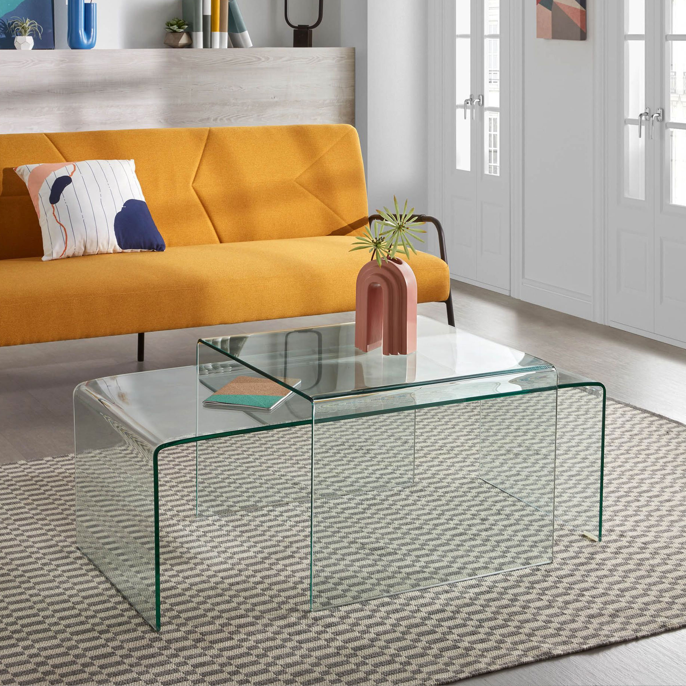 Kave Home Salontafel Burano Set van 2 stuks Glas - Transparant | Kave Home