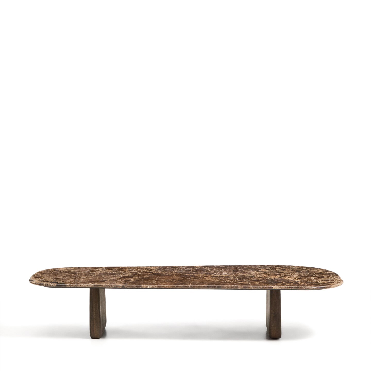 Kave Home Salontafel Pirita Bruin marmer en donker eiken