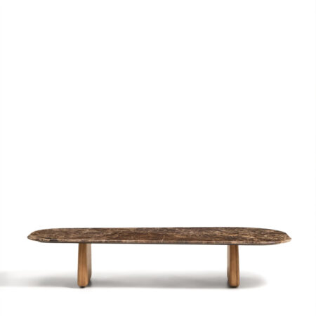 Kave Home Salontafel Pirita Bruin marmer en licht eiken