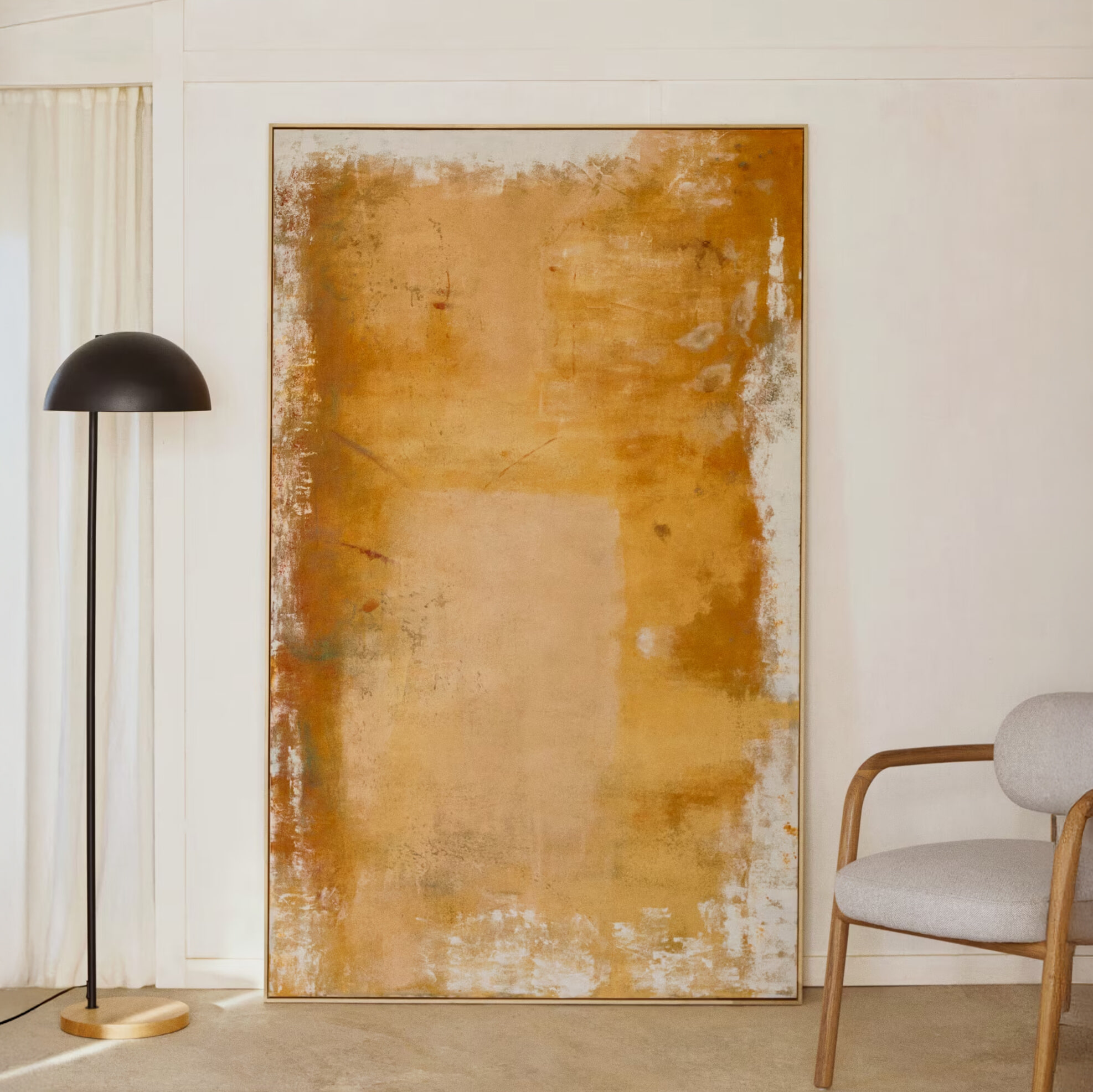 Kave Home Schilderij Selnar XXL 120 x 200cm - Mosterdgeel | Kave Home