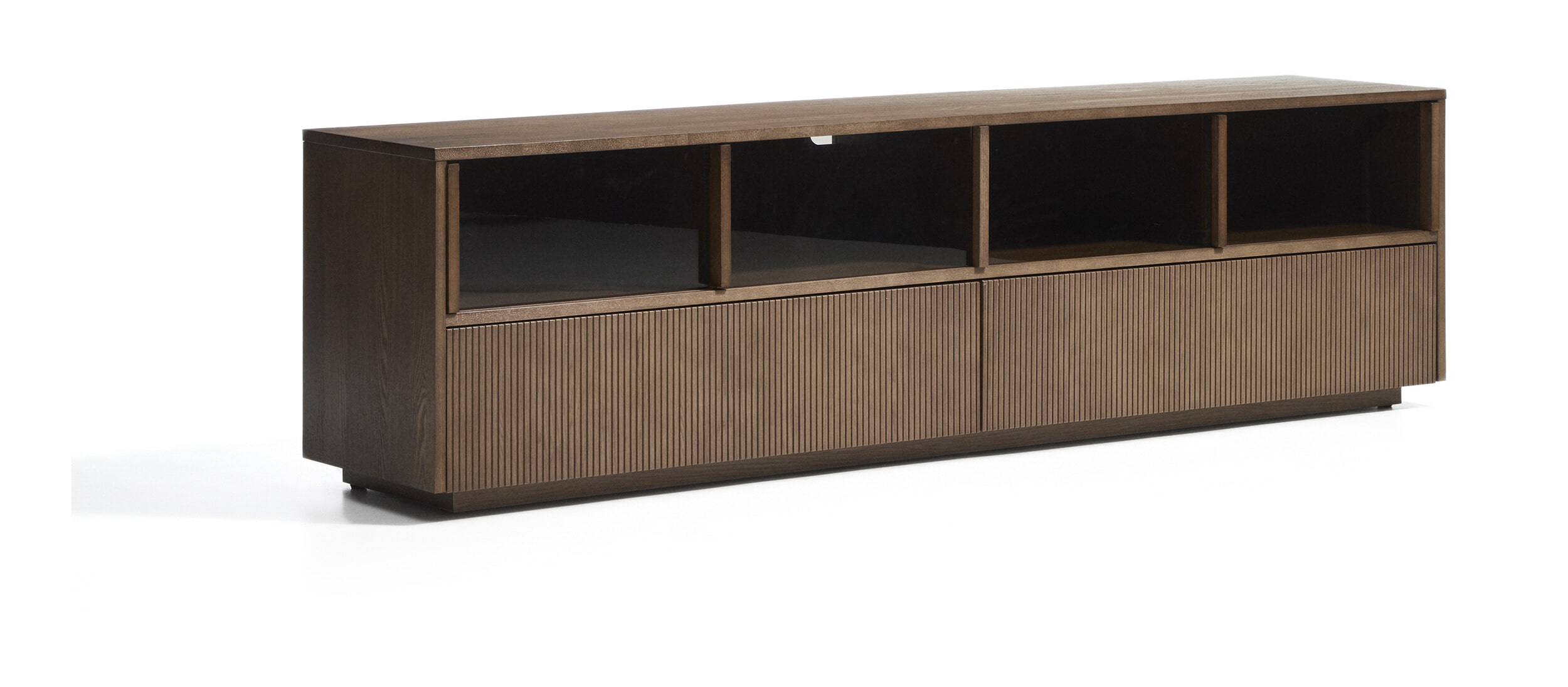 Kave Home TV-meubel Helvine Essen en glas