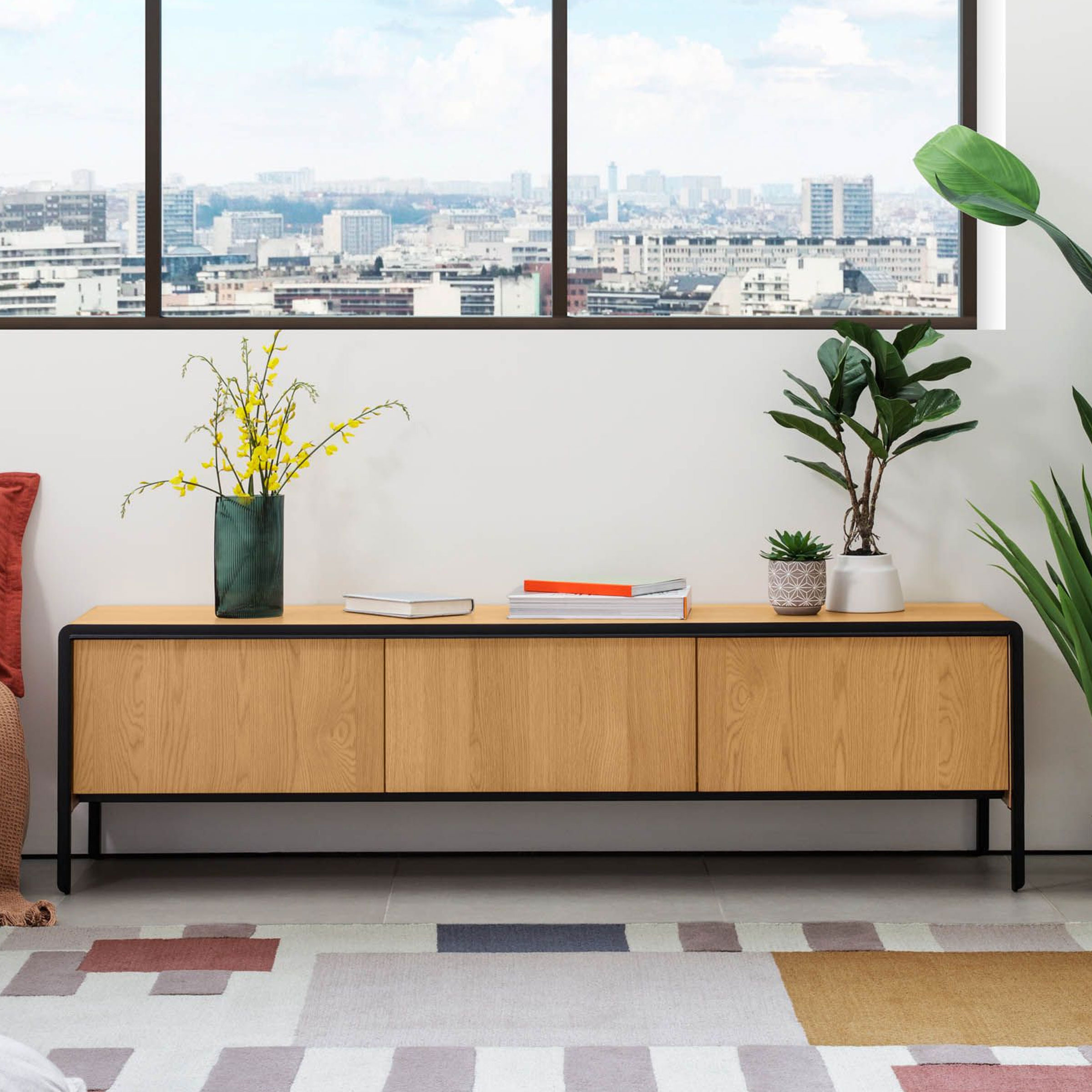 Kave Home TV-meubel Nadyria 180cm - eiken / zwart | Kave Home