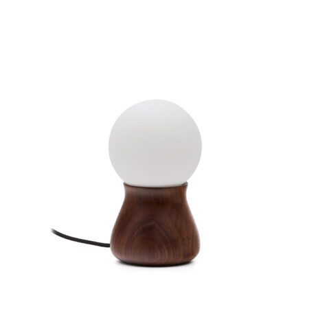 Kave Home Tafellamp Okeni Notenhout en glas