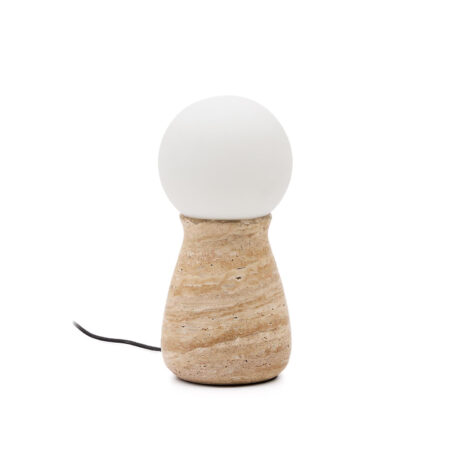Kave Home Tafellamp Okeni Travertin en glas