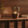 Kave Home Tafellamp Silex Notenhout en glas