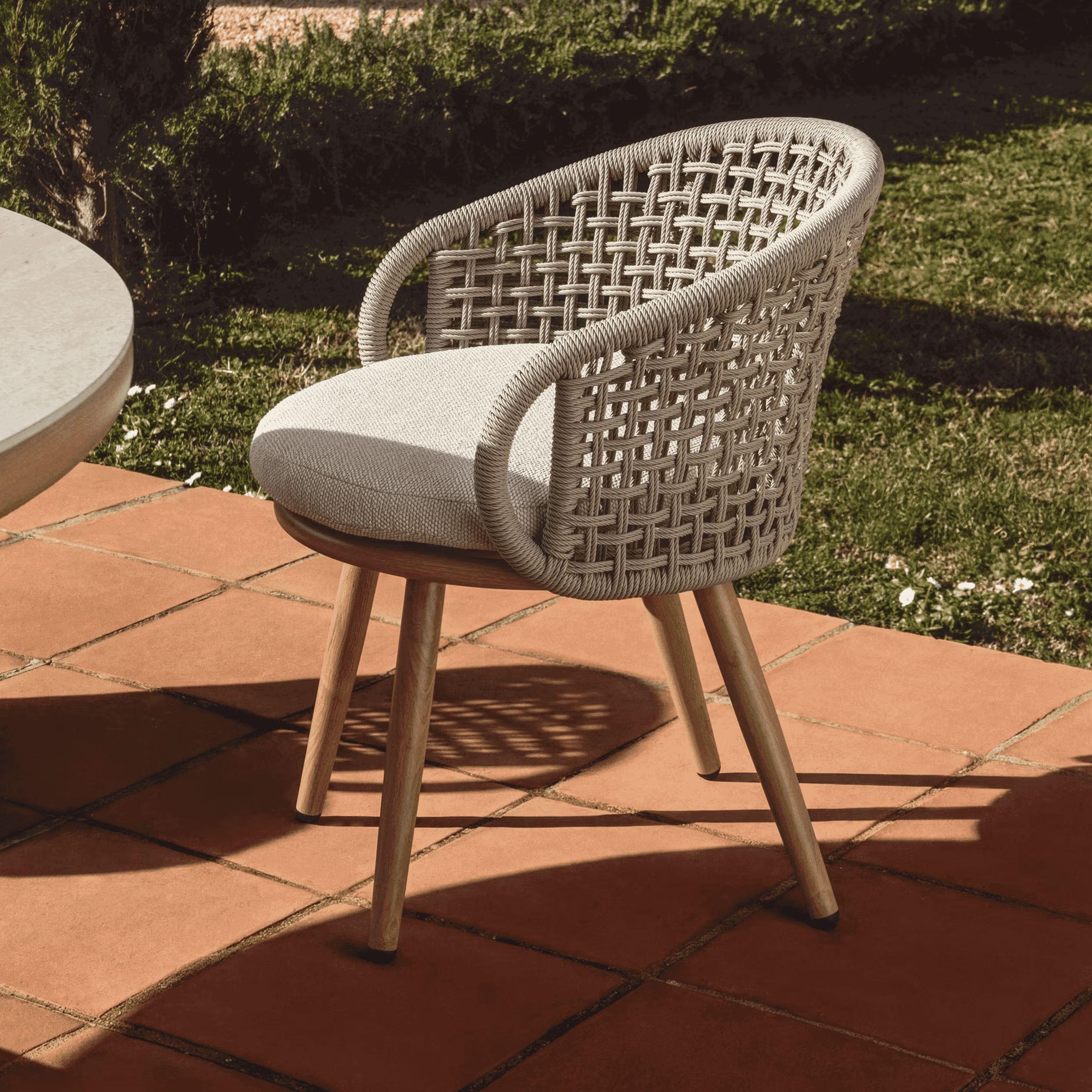 Kave Home Tuinstoel Lidario Touw en houtlook - Beige | Kave Home