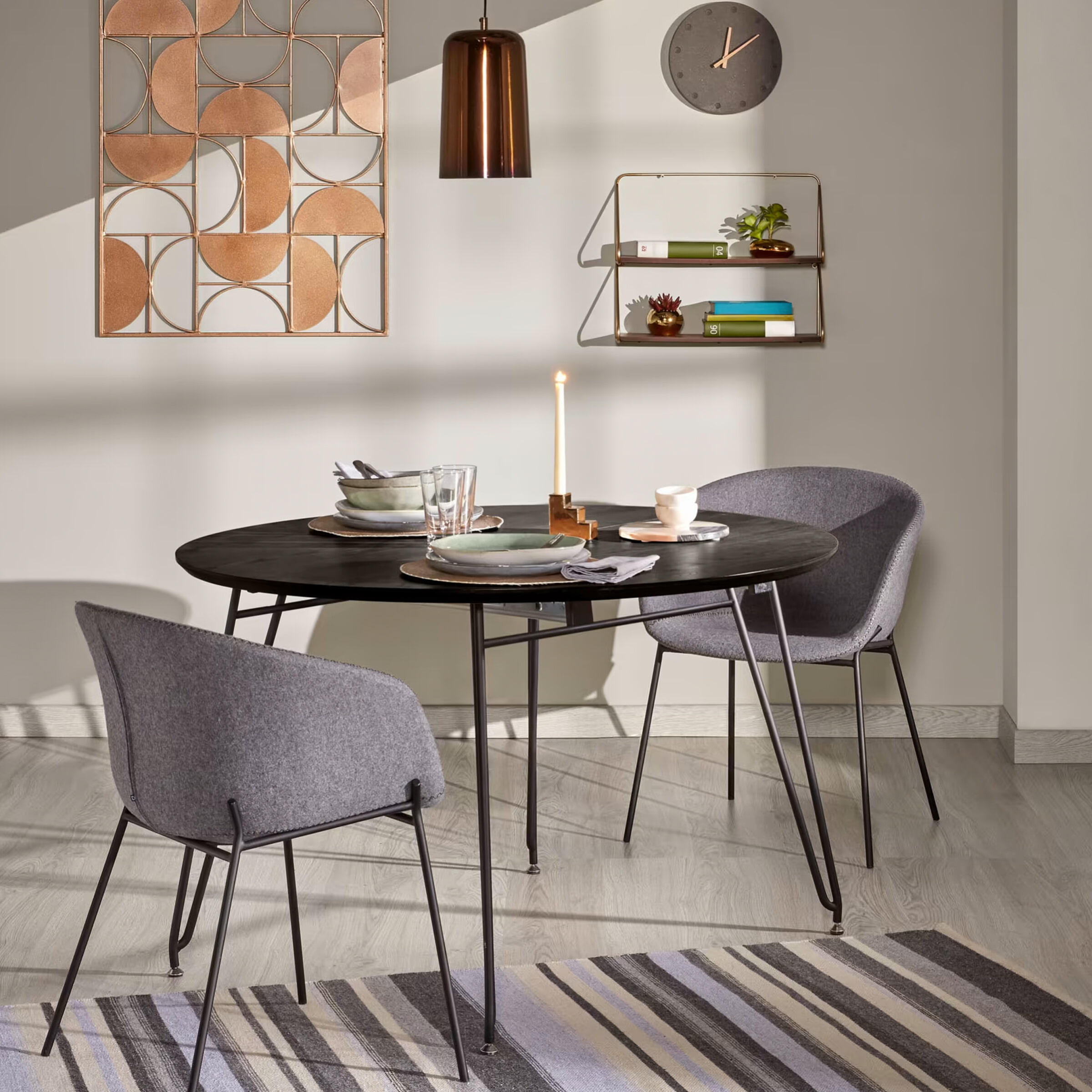 Kave Home Uitschuifbare Ronde Eettafel Milian Ø120 x 120/160/200cm - Zwart | Kave Home