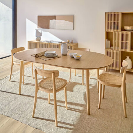 Kave Home Uitschuifbare Ronde Eettafel Oqui 120 - 200 x 120cm - Eiken Naturel - Japandi | Kave Home